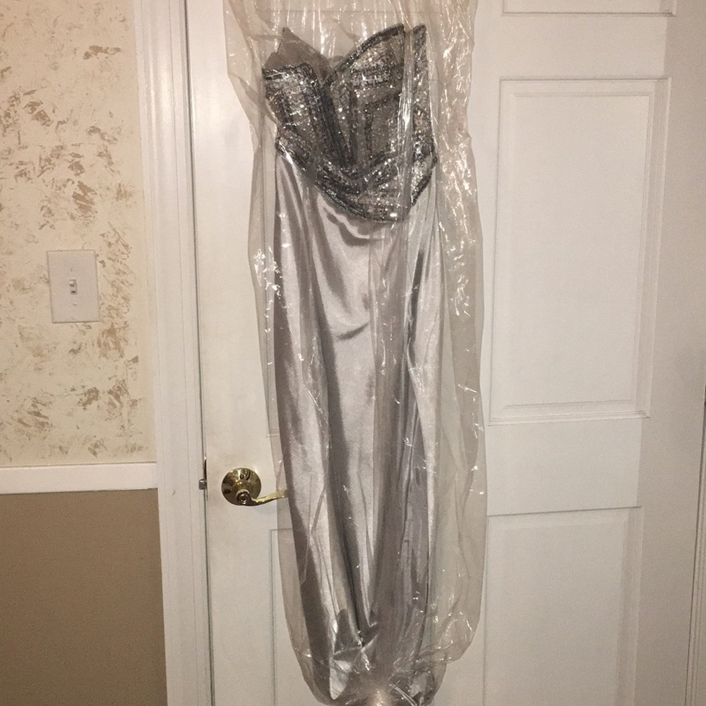 Terani Couture silver beaded Prom dress. Size 4